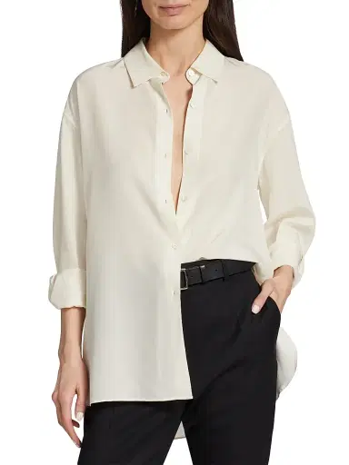Nili Lotan Women's Julien Silk Shirt - Ivory - Size Large | Thumbnail 3 Nili Lotan Women's Julien Silk Shirt - Ivory - Size Large | Thumbnail 3