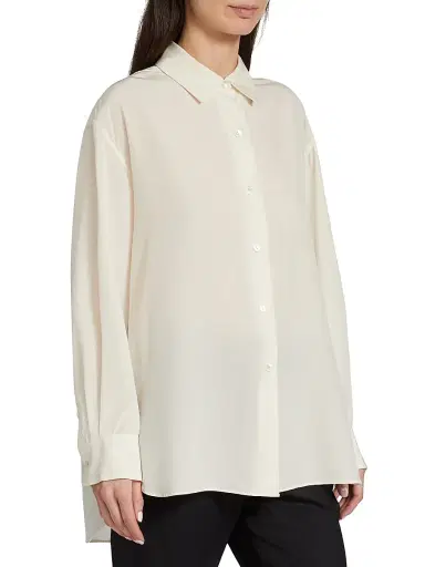 Nili Lotan Women's Julien Silk Shirt - Ivory - Size Large | Thumbnail 4 Nili Lotan Women's Julien Silk Shirt - Ivory - Size Large | Thumbnail 4