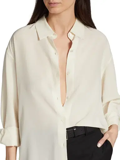 Nili Lotan Women's Julien Silk Shirt - Ivory - Size Large | Thumbnail 6 Nili Lotan Women's Julien Silk Shirt - Ivory - Size Large | Thumbnail 6