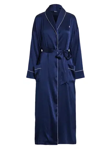 Polo Ralph Lauren Women's Belted Silk-Blend Robe | Thumbnail 1 Polo Ralph Lauren Women's Belted Silk-Blend Robe | Thumbnail 1