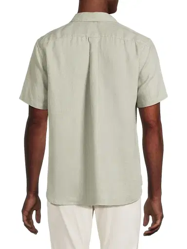 Vince Men's Linen Short-Sleeve Button-Front Shirt - Matcha | Thumbnail 5 Vince Men's Linen Short-Sleeve Button-Front Shirt - Matcha | Thumbnail 5