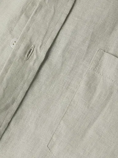 Vince Men's Linen Short-Sleeve Button-Front Shirt - Matcha | Thumbnail 6 Vince Men's Linen Short-Sleeve Button-Front Shirt - Matcha | Thumbnail 6
