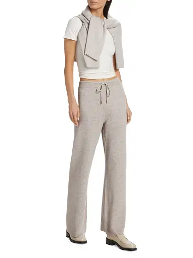 Stellae Dux Women's Double-Knit Wide-Leg Drawstring Pants - Heather Coconut | Thumbnail 2 Stellae Dux Women's Double-Knit Wide-Leg Drawstring Pants - Heather Coconut | Thumbnail 2