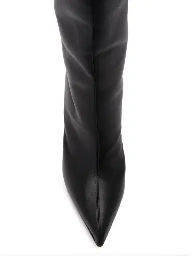 Alexander McQueen Women's Armadillo 105MM Leather Thigh-High Boots - Black Silver | Thumbnail 3 Alexander McQueen Women's Armadillo 105MM Leather Thigh-High Boots - Black Silver | Thumbnail 3