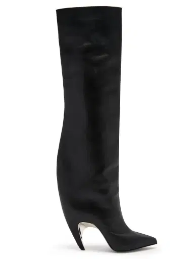 Alexander McQueen Women's Armadillo 105MM Leather Thigh-High Boots - Black Silver | Thumbnail 5 Alexander McQueen Women's Armadillo 105MM Leather Thigh-High Boots - Black Silver | Thumbnail 5