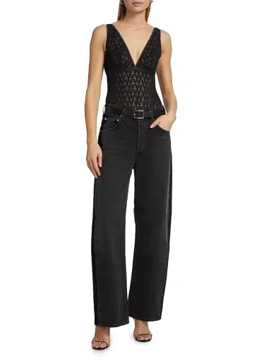 Wolford Women's Sheer Logo Bodysuit - Black | Thumbnail 2 Wolford Women's Sheer Logo Bodysuit - Black | Thumbnail 2