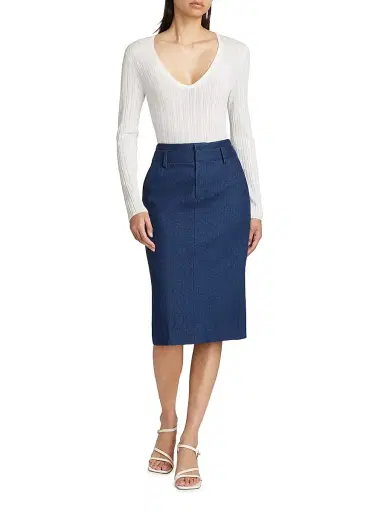 Vince Women's Pointelle Wool-Blend V-Neck Sweater - Off White | Thumbnail 2 Vince Women's Pointelle Wool-Blend V-Neck Sweater - Off White | Thumbnail 2