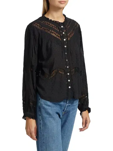 LoveShackFancy Women's Ballet of Blooms Ravelle Blouse - Black | Thumbnail 4 LoveShackFancy Women's Ballet of Blooms Ravelle Blouse - Black | Thumbnail 4