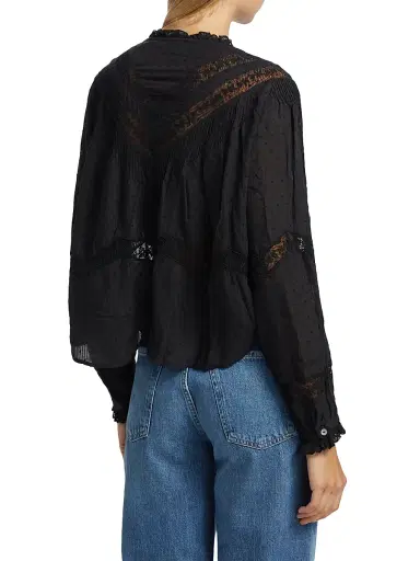 LoveShackFancy Women's Ballet of Blooms Ravelle Blouse - Black | Thumbnail 5 LoveShackFancy Women's Ballet of Blooms Ravelle Blouse - Black | Thumbnail 5