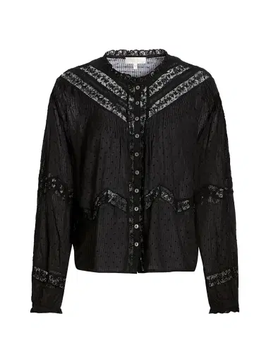 LoveShackFancy Women's Ballet of Blooms Ravelle Blouse - Black | Thumbnail 1 LoveShackFancy Women's Ballet of Blooms Ravelle Blouse - Black | Thumbnail 1