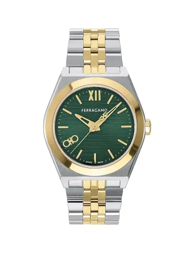 FERRAGAMO Men's Vega New Stainless Steel Bracelet Watch/40MM - Two Tone Green | Thumbnail 1 FERRAGAMO Men's Vega New Stainless Steel Bracelet Watch/40MM - Two Tone Green | Thumbnail 1