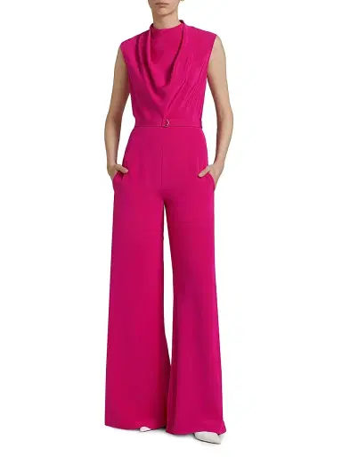 Adam Lippes Women's Blythe Wide-Leg Silk Jumpsuit - Magenta | Thumbnail 2 Adam Lippes Women's Blythe Wide-Leg Silk Jumpsuit - Magenta | Thumbnail 2