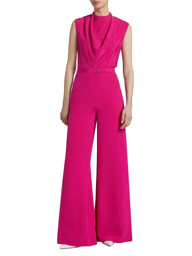 Adam Lippes Women's Blythe Wide-Leg Silk Jumpsuit - Magenta | Thumbnail 3 Adam Lippes Women's Blythe Wide-Leg Silk Jumpsuit - Magenta | Thumbnail 3