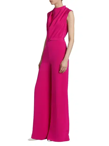 Adam Lippes Women's Blythe Wide-Leg Silk Jumpsuit - Magenta | Thumbnail 4 Adam Lippes Women's Blythe Wide-Leg Silk Jumpsuit - Magenta | Thumbnail 4