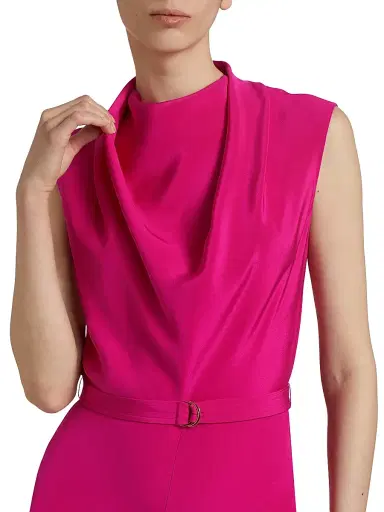 Adam Lippes Women's Blythe Wide-Leg Silk Jumpsuit - Magenta | Thumbnail 6 Adam Lippes Women's Blythe Wide-Leg Silk Jumpsuit - Magenta | Thumbnail 6