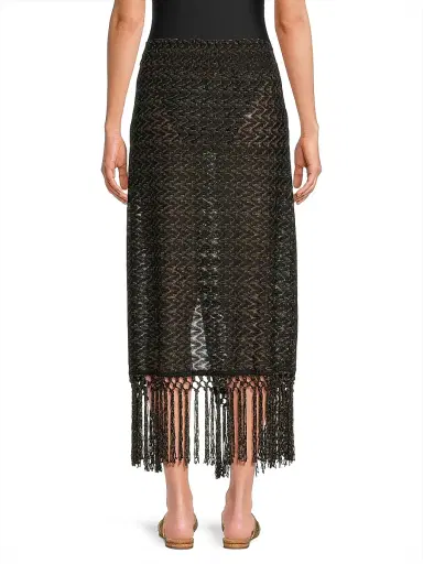 Ramy Brook Women's Gaia Zig-Zag Metallic Tassel Midi-Skirt - Black Gold Zig Zag | Thumbnail 5 Ramy Brook Women's Gaia Zig-Zag Metallic Tassel Midi-Skirt - Black Gold Zig Zag | Thumbnail 5