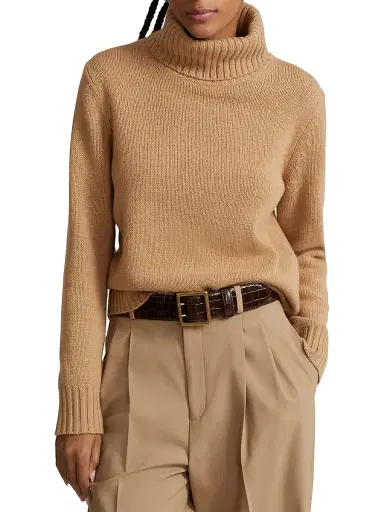 Polo Ralph Lauren Women's Wool Turtleneck Sweater - Collection Camel Melange | Thumbnail 3 Polo Ralph Lauren Women's Wool Turtleneck Sweater - Collection Camel Melange | Thumbnail 3