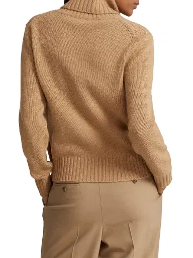 Polo Ralph Lauren Women's Wool Turtleneck Sweater - Collection Camel Melange | Thumbnail 6 Polo Ralph Lauren Women's Wool Turtleneck Sweater - Collection Camel Melange | Thumbnail 6