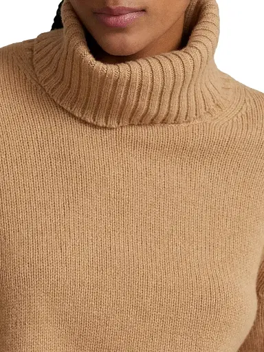 Polo Ralph Lauren Women's Wool Turtleneck Sweater - Collection Camel Melange | Thumbnail 7 Polo Ralph Lauren Women's Wool Turtleneck Sweater - Collection Camel Melange | Thumbnail 7