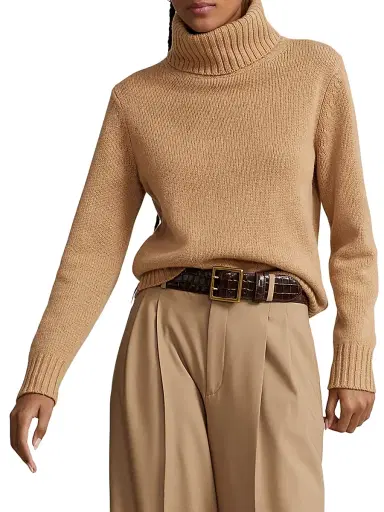 Polo Ralph Lauren Women's Wool Turtleneck Sweater - Collection Camel Melange | Thumbnail 8 Polo Ralph Lauren Women's Wool Turtleneck Sweater - Collection Camel Melange | Thumbnail 8