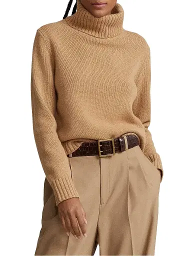 Polo Ralph Lauren Women's Wool Turtleneck Sweater - Collection Camel Melange | Thumbnail 9 Polo Ralph Lauren Women's Wool Turtleneck Sweater - Collection Camel Melange | Thumbnail 9