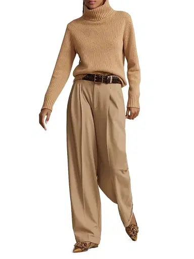 Polo Ralph Lauren Women's Wool Turtleneck Sweater - Collection Camel Melange | Thumbnail 1 Polo Ralph Lauren Women's Wool Turtleneck Sweater - Collection Camel Melange | Thumbnail 1