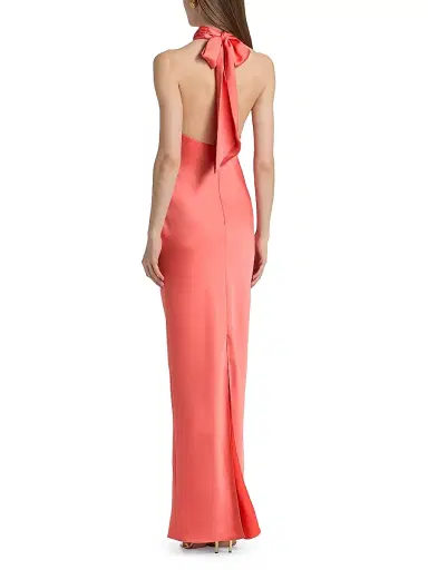Ramy Brook Women's Tatiana High-Neck Satin Gown - Coral | Thumbnail 5 Ramy Brook Women's Tatiana High-Neck Satin Gown - Coral | Thumbnail 5