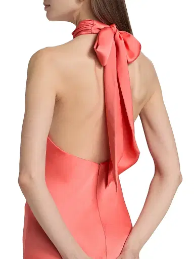 Ramy Brook Women's Tatiana High-Neck Satin Gown - Coral | Thumbnail 6 Ramy Brook Women's Tatiana High-Neck Satin Gown - Coral | Thumbnail 6