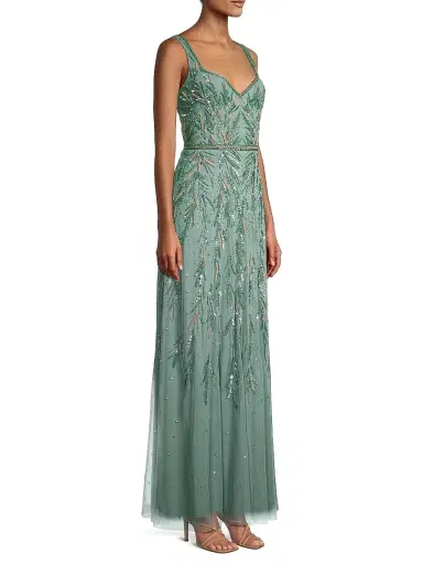 Aidan Mattox Women's Sequined Mermaid Gown - Dark Sage | Thumbnail 4 Aidan Mattox Women's Sequined Mermaid Gown - Dark Sage | Thumbnail 4