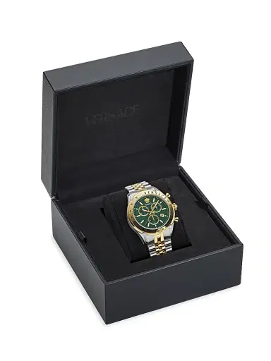 Versace Men's Chrono Master Stainless Steel Bracelet Watch/44MM - Two Tone Green | Thumbnail 5 Versace Men's Chrono Master Stainless Steel Bracelet Watch/44MM - Two Tone Green | Thumbnail 5