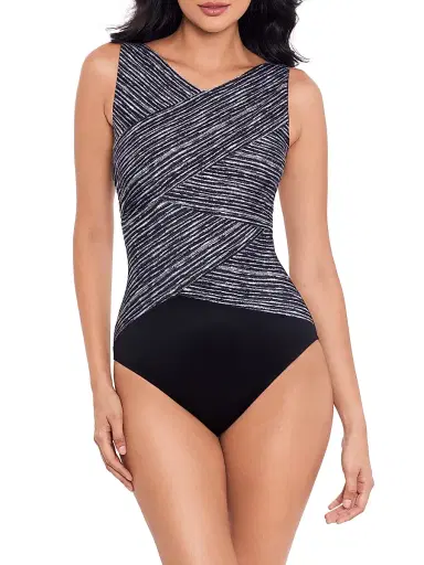 Miraclesuit Swim Women's Selenite Brio One-Piece Swimsuit - Black White | Thumbnail 2 Miraclesuit Swim Women's Selenite Brio One-Piece Swimsuit - Black White | Thumbnail 2