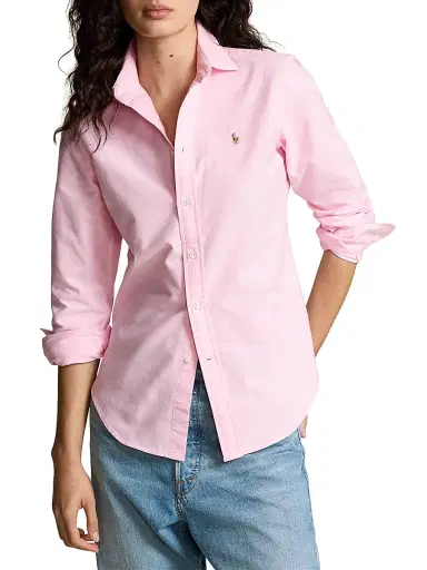 Polo Ralph Lauren Women's Slim-Fit Cotton Oxford Shirt - Bath Pink | Thumbnail 3 Polo Ralph Lauren Women's Slim-Fit Cotton Oxford Shirt - Bath Pink | Thumbnail 3