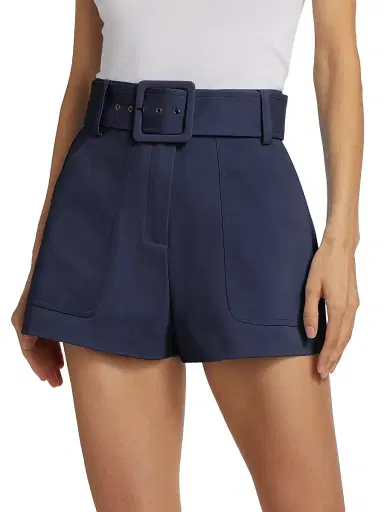 Ramy Brook Women's Kasey Belted High-Rise Shorts - Navy | Thumbnail 3 Ramy Brook Women's Kasey Belted High-Rise Shorts - Navy | Thumbnail 3