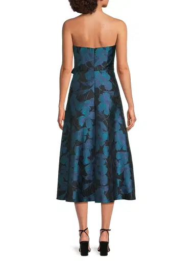 Aidan Mattox Women's Floral Jacquard Midi-Dress - Blue Multi | Thumbnail 5 Aidan Mattox Women's Floral Jacquard Midi-Dress - Blue Multi | Thumbnail 5