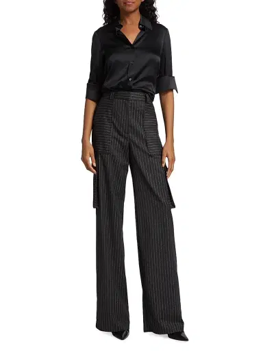 Ramy Brook Women's Victoria Satin Shirt - Black | Thumbnail 2 Ramy Brook Women's Victoria Satin Shirt - Black | Thumbnail 2