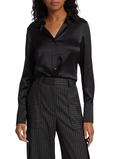 Ramy Brook Women's Victoria Satin Shirt - Black | Thumbnail 3 Ramy Brook Women's Victoria Satin Shirt - Black | Thumbnail 3