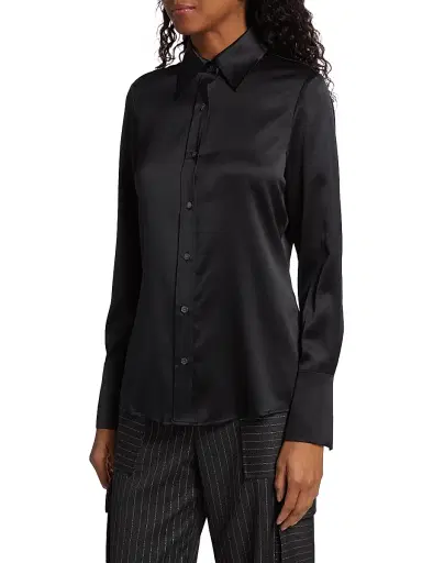 Ramy Brook Women's Victoria Satin Shirt - Black | Thumbnail 4 Ramy Brook Women's Victoria Satin Shirt - Black | Thumbnail 4