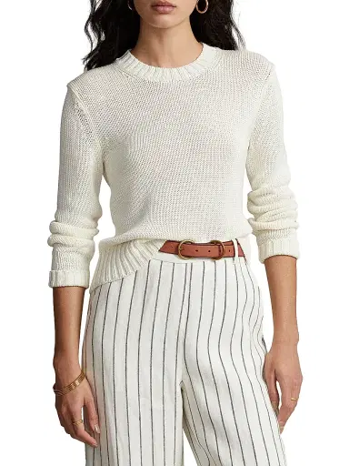 Polo Ralph Lauren Women's Cotton Shaker-Stitch Sweater - White | Thumbnail 3 Polo Ralph Lauren Women's Cotton Shaker-Stitch Sweater - White | Thumbnail 3
