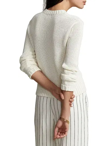Polo Ralph Lauren Women's Cotton Shaker-Stitch Sweater - White | Thumbnail 4 Polo Ralph Lauren Women's Cotton Shaker-Stitch Sweater - White | Thumbnail 4