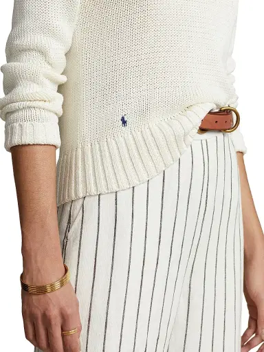 Polo Ralph Lauren Women's Cotton Shaker-Stitch Sweater - White | Thumbnail 5 Polo Ralph Lauren Women's Cotton Shaker-Stitch Sweater - White | Thumbnail 5