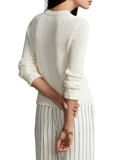 Polo Ralph Lauren Women's Cotton Shaker-Stitch Sweater - White | Thumbnail 6 Polo Ralph Lauren Women's Cotton Shaker-Stitch Sweater - White | Thumbnail 6