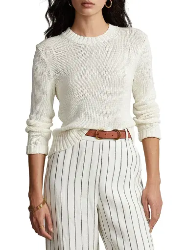 Polo Ralph Lauren Women's Cotton Shaker-Stitch Sweater - White | Thumbnail 7 Polo Ralph Lauren Women's Cotton Shaker-Stitch Sweater - White | Thumbnail 7
