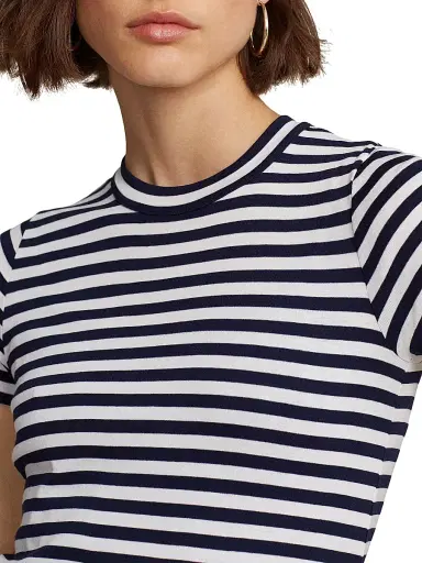 Polo Ralph Lauren Women's Stripe Rib-Knit Cotton T-Shirt | Thumbnail 5 Polo Ralph Lauren Women's Stripe Rib-Knit Cotton T-Shirt | Thumbnail 5