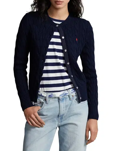 Polo Ralph Lauren Women's Cable-Knit Cardigan - Hunter Navy | Thumbnail 3 Polo Ralph Lauren Women's Cable-Knit Cardigan - Hunter Navy | Thumbnail 3