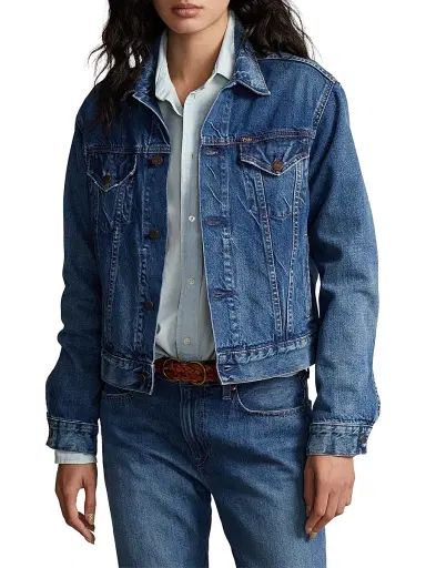Polo Ralph Lauren Women's Denim Trucker Jacket - Meuse Wash | Thumbnail 3 Polo Ralph Lauren Women's Denim Trucker Jacket - Meuse Wash | Thumbnail 3