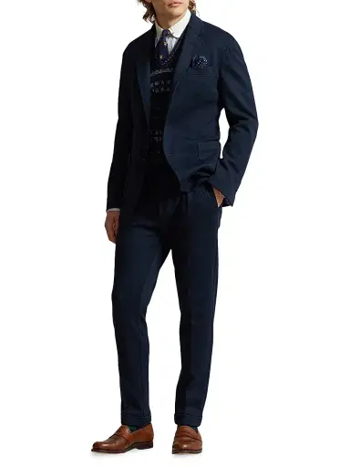 Polo Ralph Lauren Men's Mesh Pleated Trousers - Navy | Thumbnail 2 Polo Ralph Lauren Men's Mesh Pleated Trousers - Navy | Thumbnail 2
