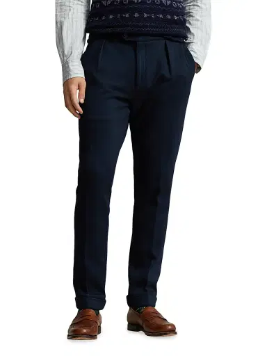 Polo Ralph Lauren Men's Mesh Pleated Trousers - Navy | Thumbnail 3 Polo Ralph Lauren Men's Mesh Pleated Trousers - Navy | Thumbnail 3