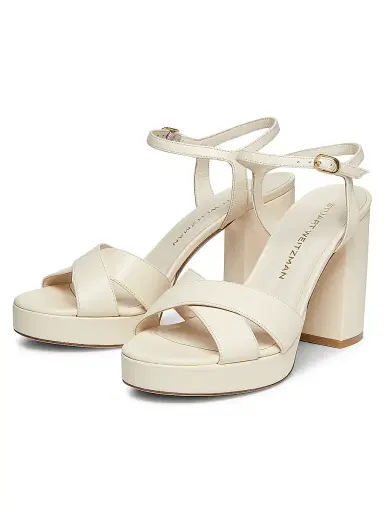 Stuart Weitzman Women's Dayna 100MM Metallic Leather Platform Sandals - Seashell | Thumbnail 2 Stuart Weitzman Women's Dayna 100MM Metallic Leather Platform Sandals - Seashell | Thumbnail 2