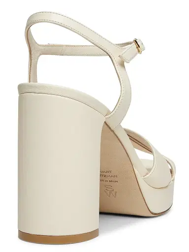 Stuart Weitzman Women's Dayna 100MM Metallic Leather Platform Sandals - Seashell | Thumbnail 3 Stuart Weitzman Women's Dayna 100MM Metallic Leather Platform Sandals - Seashell | Thumbnail 3