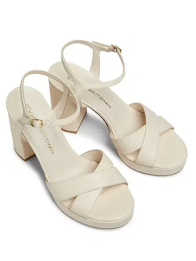 Stuart Weitzman Women's Dayna 100MM Metallic Leather Platform Sandals - Seashell | Thumbnail 4 Stuart Weitzman Women's Dayna 100MM Metallic Leather Platform Sandals - Seashell | Thumbnail 4